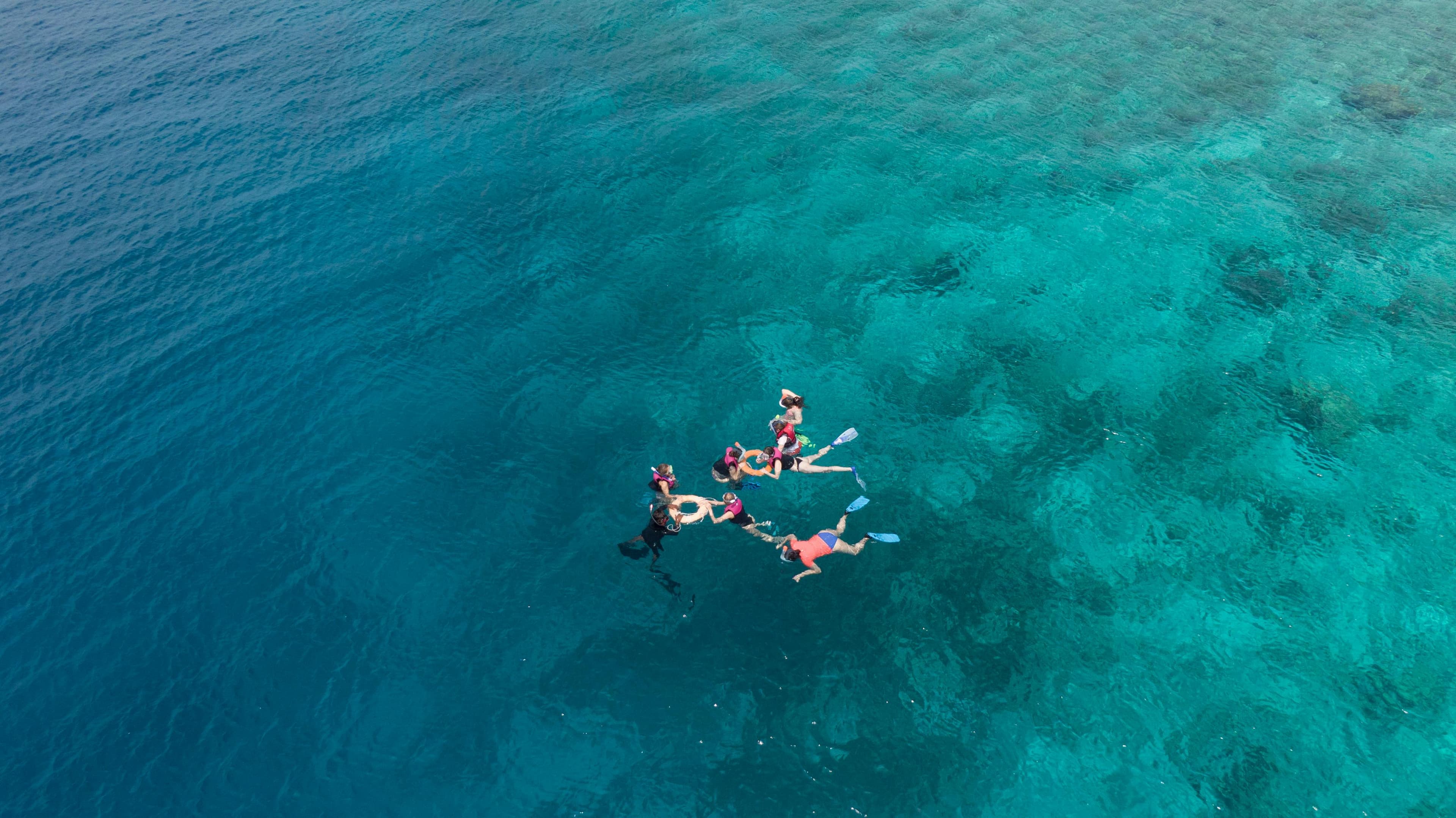 Turquoise waters and coral reefs at Cham Islands marine reserve near Hoi An