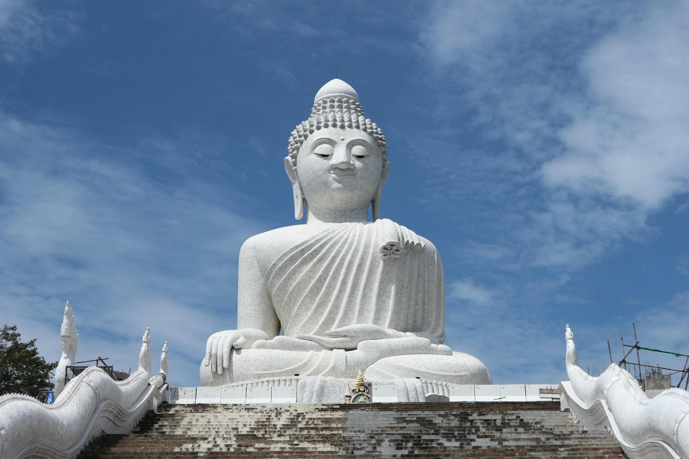 Big Buddha statue overlooking Phuket island with panoramic views of the Andaman Sea