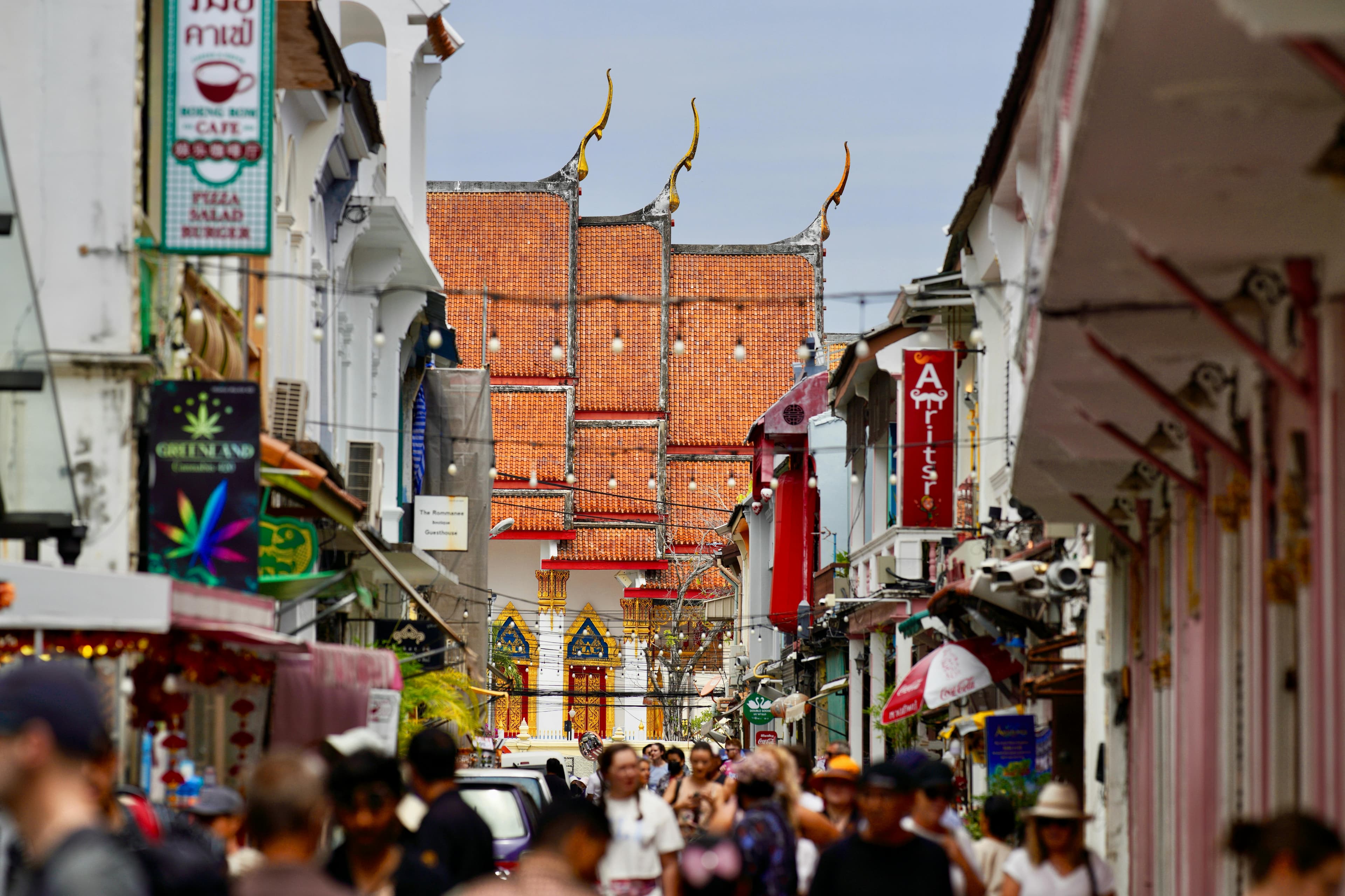 Colorful Sino-Portuguese shophouses and traditional architecture in Phuket Old Town